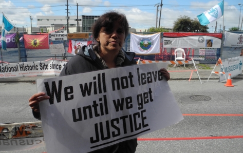 Ongoing Musqueam protest to protect ancient village and burial site, Vancouver, June 2012.