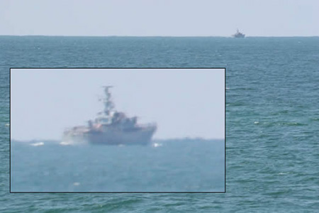 Israeli warships at Sea off Al-Mawasi coast