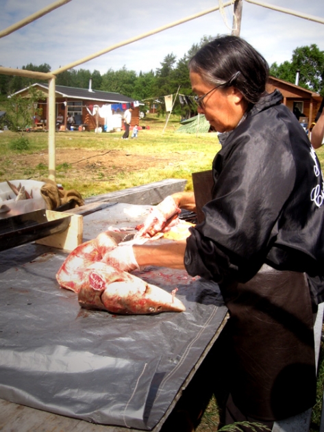 Elder cleaning sturgeon